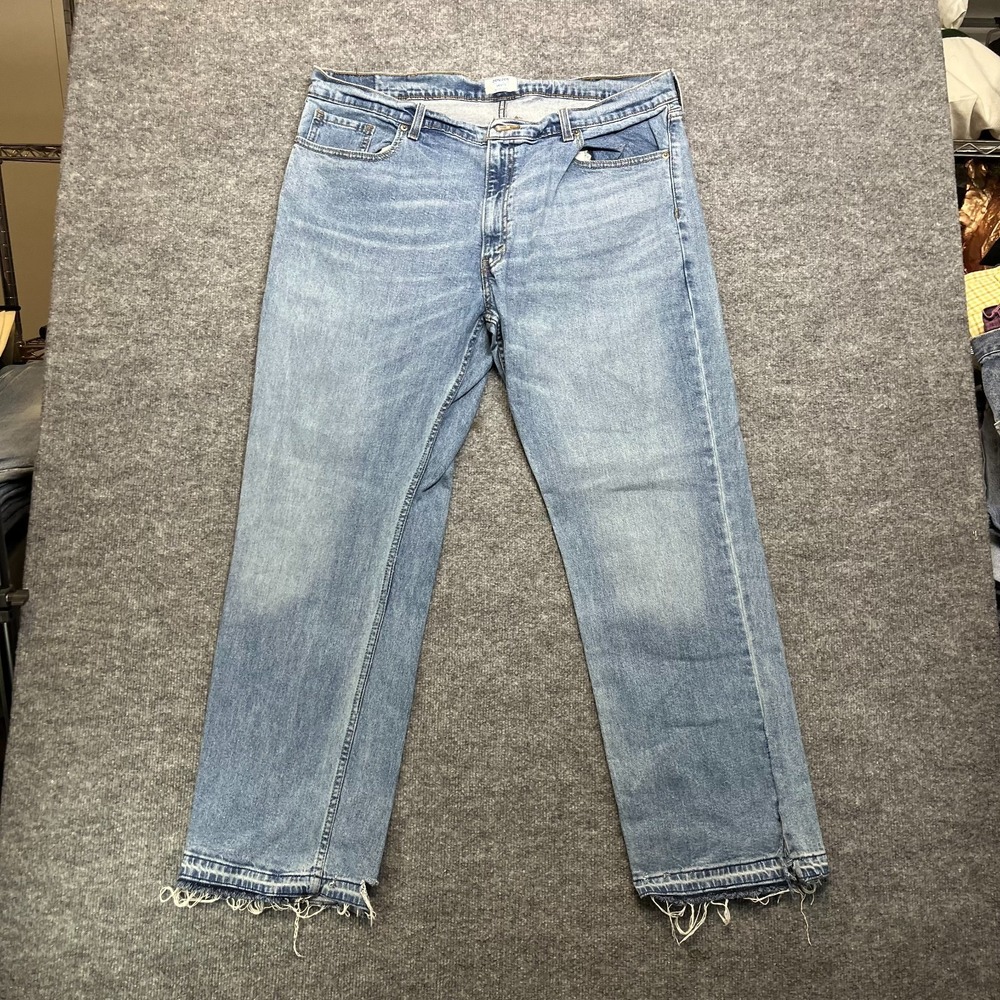 Denizen From Levi's 285 Relaxed Jeans Mens Blue Denim Stretch Frayed Hem - 40X31